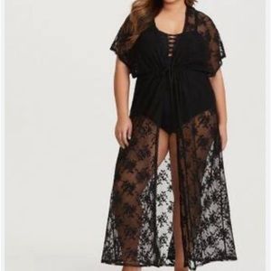 TORRID Black Sheer Lace Maxi Cover-Up